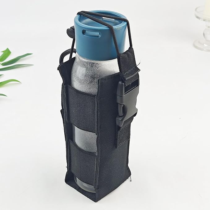 Bear Spray Holster for 7.9, 9.2 & 10.2 oz Canisters – Heavy-Duty Black Nylon Pouch with Quick Release Buckle & Elastic Cord, Secure Fit for Hiking, Camping, Hunting, Outdoor Carry (Spray Not Included)
