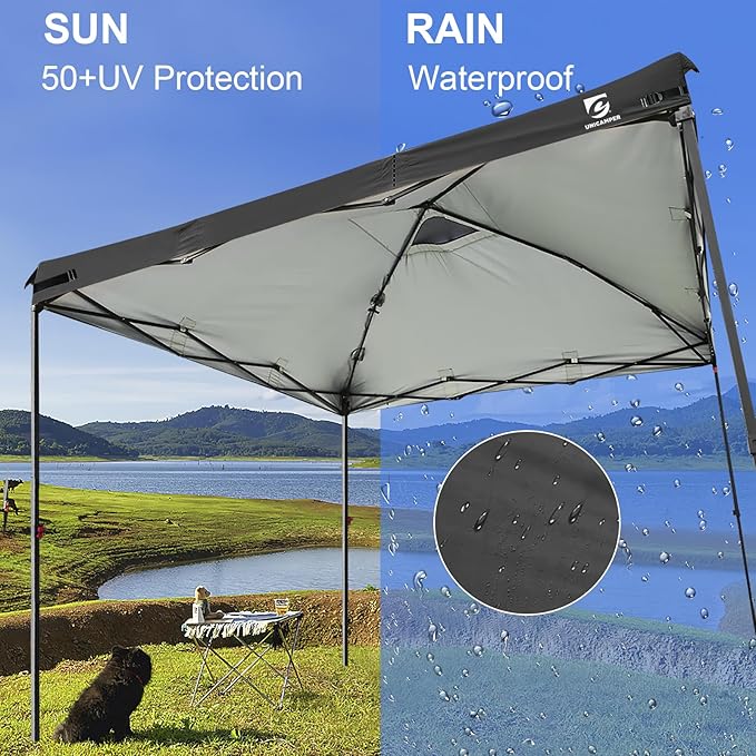 10x10 Pop Up Canopy Replacement Top Cover with Air Vent for Straight Leg Canopy Tent, Waterproof for Outdoor Garden Patio Camping Sun Shade(Top Only) (Black, 1)