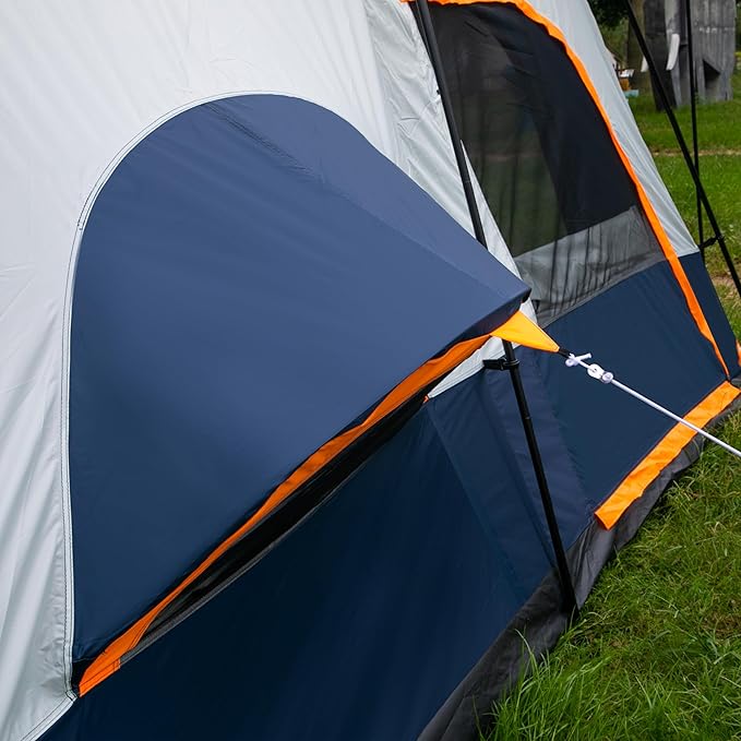 KTT Extra Large Tent 6-10-12-14 Person(A),Family Cabin Tents,2 Rooms,3 Doors and 3 Windows with Mesh,Straight Wall,Waterproof,Double Layer,Big Tent for Outdoor,Picnic,Camping,Family Gathering