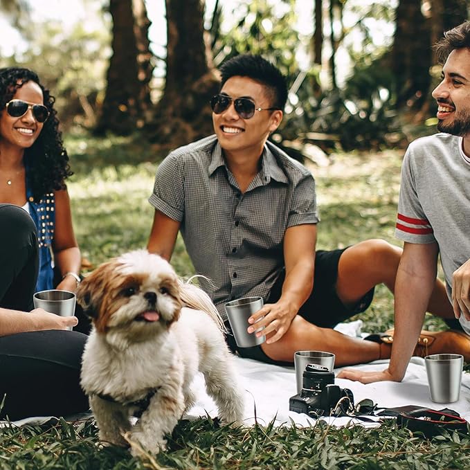 Stainless Steel Insulated Mugs, Metal Tumbler Double Wall Vacuum Water Glasses,Reusable Beer Cups for Camping bbq Party Coffee(9oz-6Pcs)