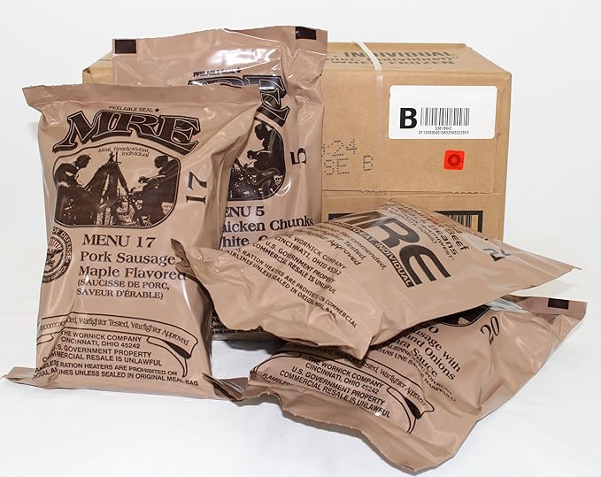 Wornick MRE Meals Ready to Eat, Inspection 2024, 2025 or Better, Emergency Food Supply, Survival Camping Outdoor 12 Pack (Random Bundle (A or B), 2, Count)