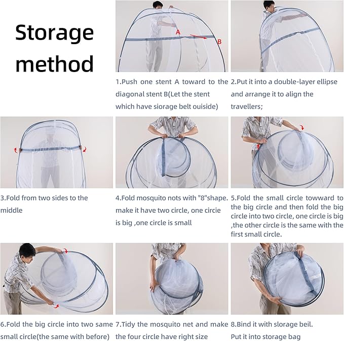 Pop-Up Mosquito Net Tent for Bed, Portable Folding Design Outdoor Camping Bed Tent with Net Bottom for Baby Adults, Easy to Install and Wash for Twin XL/Full Size Bed 75 x 59 x 48 inch