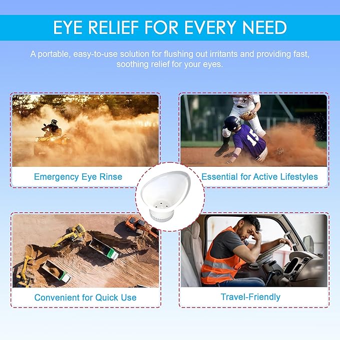 WASH+OUT Eye Wash Cup Kit – Portable Eyewash Cup and Eye Rinse Solution Accessory – Emergency Eye Wash Cup for Eye Care, First Aid Kit, Clear Eyes Flush, Eyewash Cups Disposable - 10 Pack