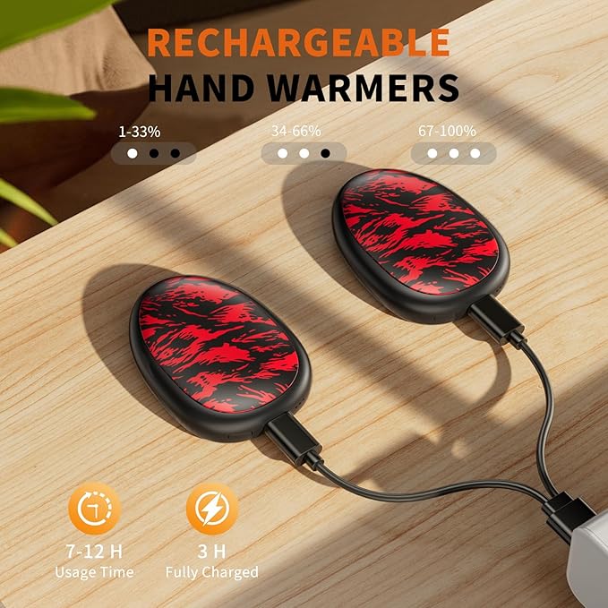 coldSky Rechargeable Hand Warmers 2 Pack, Magnetic 2-in-1 Reusable Electric Hand Warmer, 3 Heat Settings Portable Pocket Hand Heater Gifts for Women Men Christmas, Skiing, Camping, Hunting
