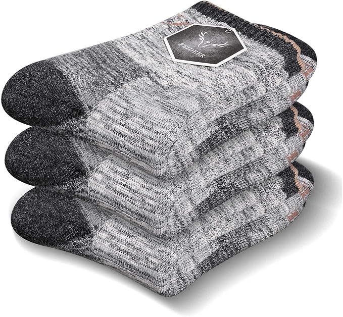 FEIDEER Men's Women's Hiking Walking Socks, Unisex Moisture Wicking Cotton Cushion Ankle Quarter Crew Socks with Arch Support