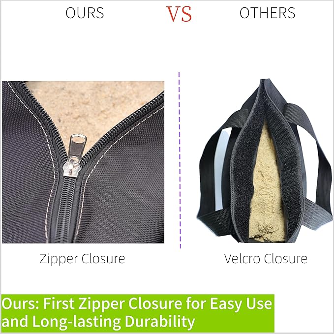 Zipper Top Sand Bags for Canopy Legs (120LBS Load Capacity, Without Sand) Sand Bags for Weight - Sandbags for Gazebo Legs, Pop Up Canopy Tent Weights - Canopy Weight Bags, Set of 4