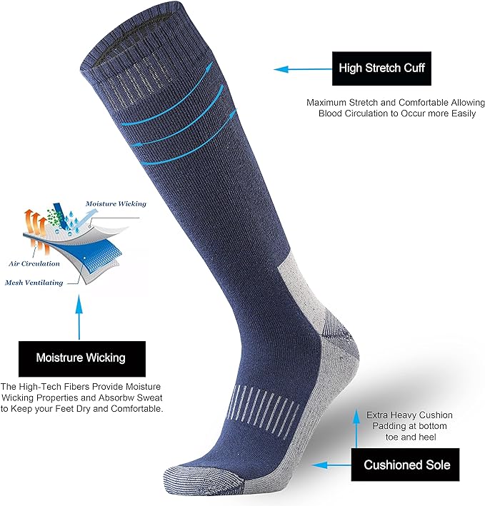 ONKE Max Full Cushion Knee High Socks for Men Steel Toe Work Boot Over the Calf OTC Moisture Wicking Thermal Hiking Hunting