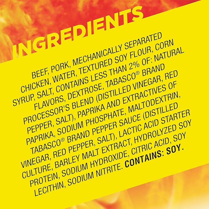 Slim Jim Monster Smoked Meat Sticks, Tabasco Flavor, High Protein, 1.94 oz. (18 Count)