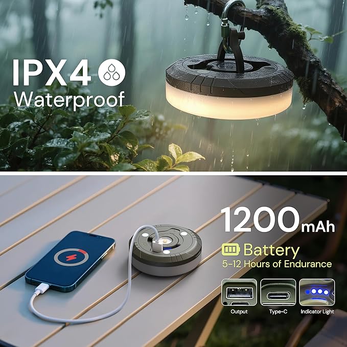 L LOHAS LED Camping String Lights, 4 in 1 Quick Recovery Waterproof Outdoor Tent Lights, 32.8FT with 8 Lighting Modes, Camping Essentials for Yard, Tent, Hiking, Patio, and Holiday Decoration