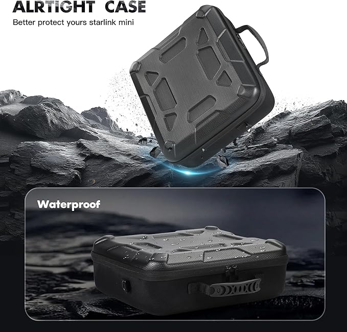 Carrying Case for Starlink Mini, Hard Shell EVA Protective Cover, Waterproof & Shockproof Travel Bag with Shoulder Strap, Organized Storage for Starlink Mini Accessories, for Camping, RV Travel