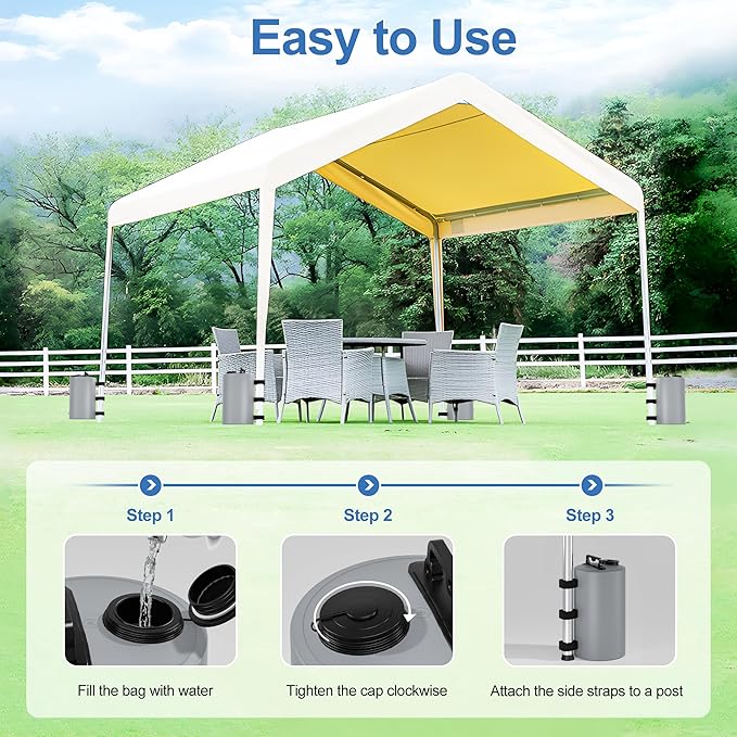 Canopy Water Weights Bag, 88 lb Tent 4 Leg Weights Bag, Portable 10L Water Bag Windproof Fixed Canopy Weights Bag, for Outdoor Pop Up Tent, Canopies, Gazebo, Shelter, 4 Pack (10L Gray)