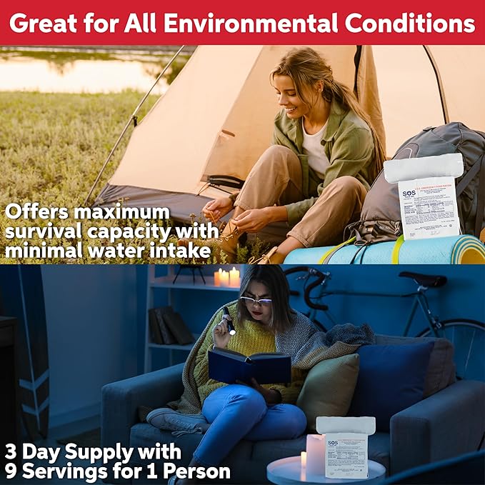 SOS Food Lab Emergency Food Bar - 3600 Calorie Ration (5 Pack Shortbread Cookie) - 3 Day/72 Hour Ready to Eat Supply for Camping, Hiking, Disaster Preparedness - 5 Year Shelf Life Energy Survival Food