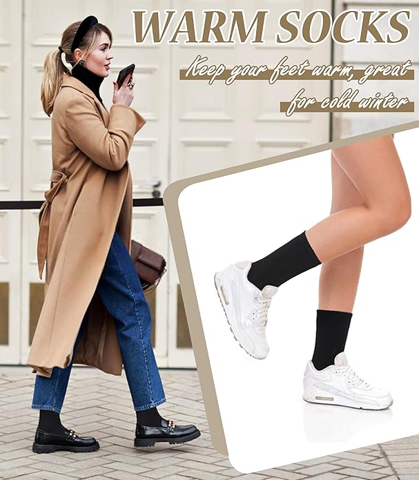 FNOVCO Wool Socks for Women Winter Warm Hiking Boot Thick Thermal Cozy Crew Socks 5 Pairs