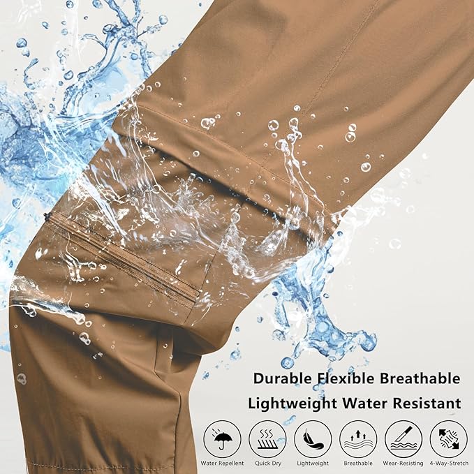 smawell Women's Hiking Pants Convertible Lightweight Zip-Off Outdoor Pants Quick Dry Joggers with Pocket