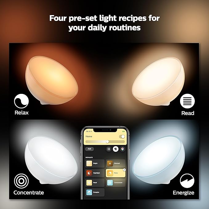 Philips Hue Go Smart Portable Dimmable Table Lamp, White - White and Color Ambiance LED Color-Changing Light - 1 Pack - Indoor and Outdoor Use - Control with Hue App or Voice Assistant