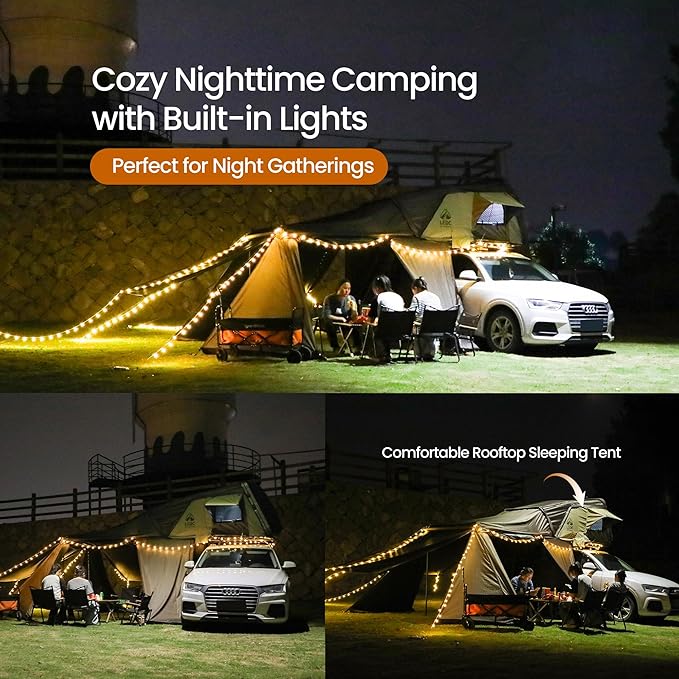 Rooftop Tent Hard Shell β Waterproof Car Tents with Modular Annex Room, Skylight & Rear Awning, Easy Up Roof with Ladder, 2β3 Person Tents for Overlanding & Car Camping
