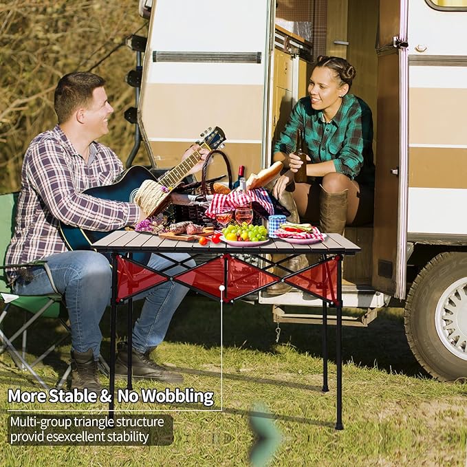 SHANQUAN Camping Table Roll up Table, Fold up Lightweight Compact, 2-4 Person Portable Roll up Aluminum Table with Carry Bag for Outdoor, Camping, Picnic, Backyards, BBQ