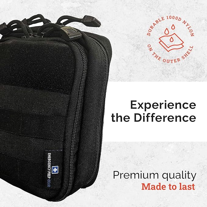 EPG Tactical EDC Organizer, Molle Utility Pouch - First Aid Black Backpack Organizer, Small, Modular Survival Bag