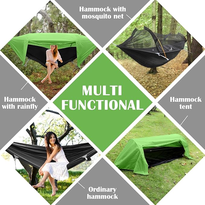 WintMing Hammock with Mosquito Net and Rain Fly Cover 3 in 1 Camping Hammock Tent 440lbs Load