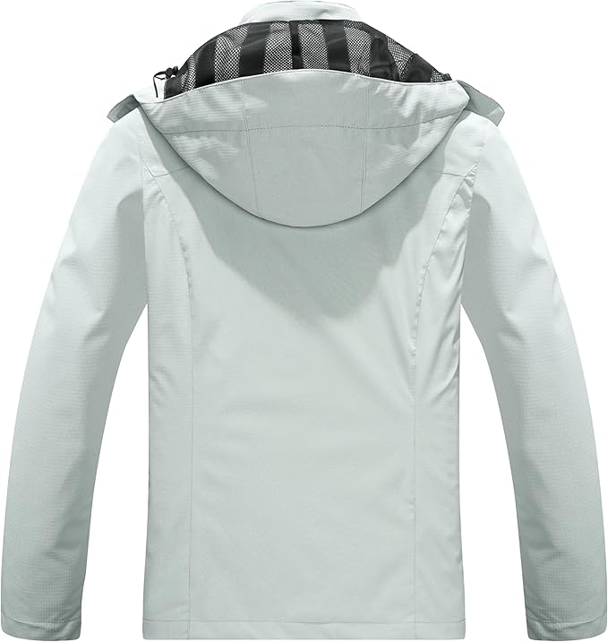 Women's Waterproof Raincoat Lightweight Rain Jacket Detachable Hood Travel Outdoor