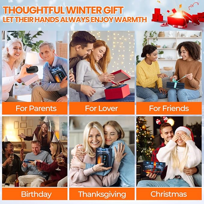 2 Pack Hand Warmers Rechargeable, 2025 New Portable Magnetic Electric with 12hrs Warmth, Double-Sided Heating Pocket Size for Outdoors, Camping - Winter Gifts for Women Men