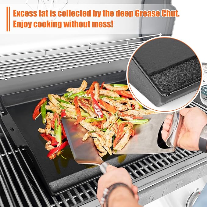 Universal Cast Iron Cooking Griddle 23" x 16", Nonstick cast iron Griddle Flat Top for Camp Chef 16'' stoves, Grill Plate with deep grease groove for Gas Grills and 4-5 Burner Range Oven