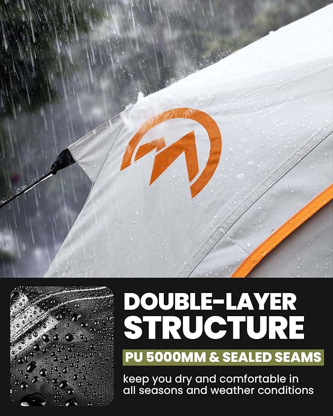 OutdoorMaster 2 Person Camping Tent, 4 Seasons Lightweight Backpacking Canopy, Waterproof and Weatherproof Sun Shelter, Double Layer Outdoor Cabana for Camping, Hiking and Mountaineering