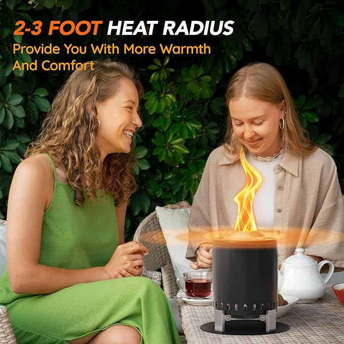 Mini Smokeless Tabletop Fire Pit with Pan Stand, Portable Stainless Steel Firepit Stove for Camping, Burns Pellets or Wood, Includes Travel Bag, Black
