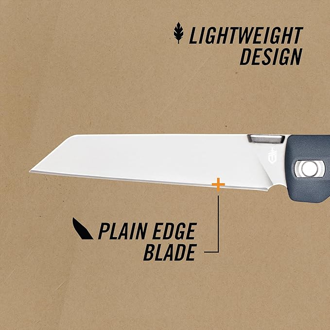 Gerber Gear Pledge Pocket Knife with Pocket Clip - 3.7" Full Panel Plain Edge Blade Folding Knife - EDC Gear and Equipment - Omni Gray