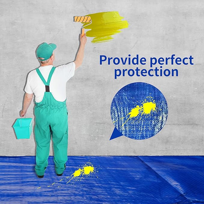 Tarp 15x30 ft 100% Waterproof Uv Resistant High Durability Multipurpose 5mil Blue Tarp for Covering Courtyards, Cars, Camping, Gardens, Pet Nests -by MVPNET