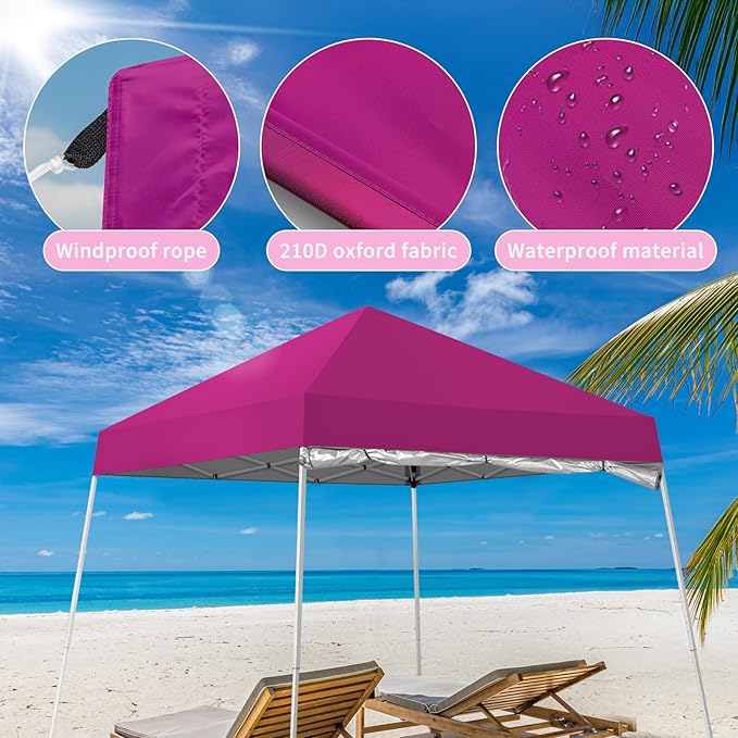 Outvita 6'x6' Pop Up Canopy Tent Commercial Instant Gazebo Tent, Waterproof & UV Protection Canopy Tent with Slant Legs & 1pc sidewall for Party Wedding Birthday BBQ Events