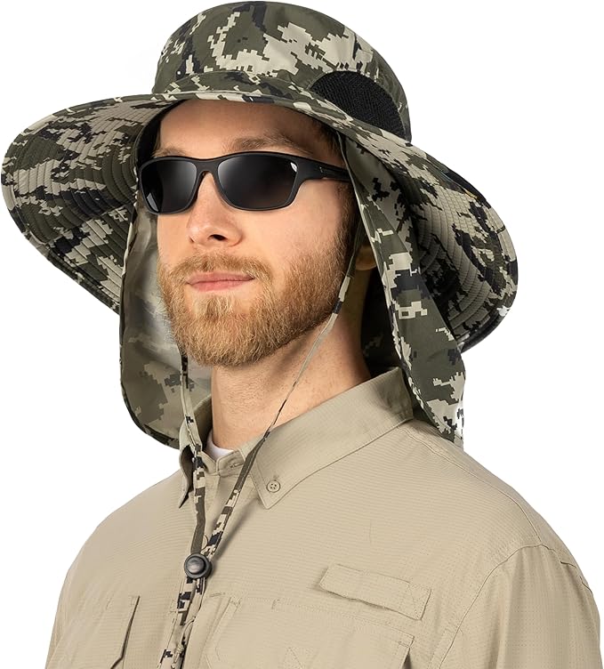 SUN CUBE Wide Brim Sun Hat Men Women, Fishing Hats Sun UV Protection, Mens Hiking Bucket Hat Safari Beach Boonie, UPF 50+