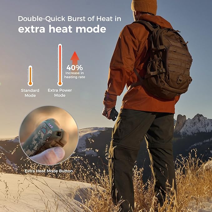 OCOOPA IP56 Waterproof Hand Warmers Rechargeable 10000mAh, Extra Heat Mode,16hrs Heat, Handwarmer with Torchlight, PD & QC Electric Hand Warmer, Winter Outdoor Gifts for Men Hunting Camping Hiking