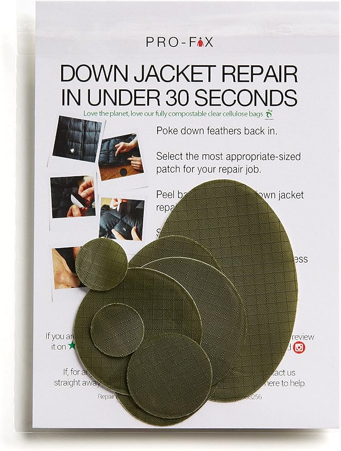 Self-Adhesive Waterproof Repair Patch Kit - 30-Second Fix for Down Jackets, Tents, Sleeping Bags, Backpacks, Outdoor and Camping Gear - Pre-Cut Nylon Ripstop Patches, Multiple Colors - Olive Green