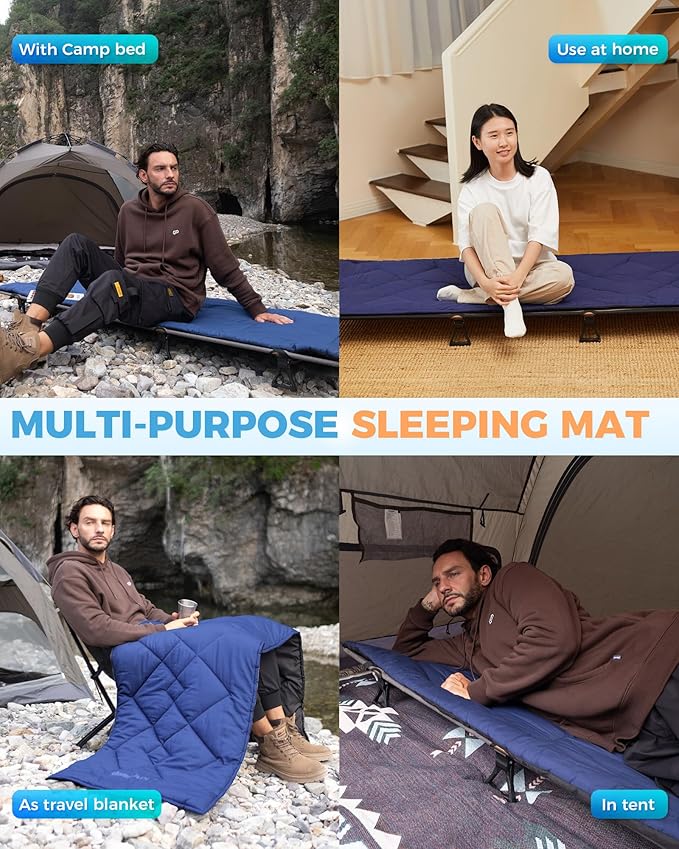 KingCamp Cot Mattress, Portable Lightweight Camping Sleeping Mat Soft Comfortable Non-Slip Cot Pad for Camp Cot, RV Bunk & Twin Beds