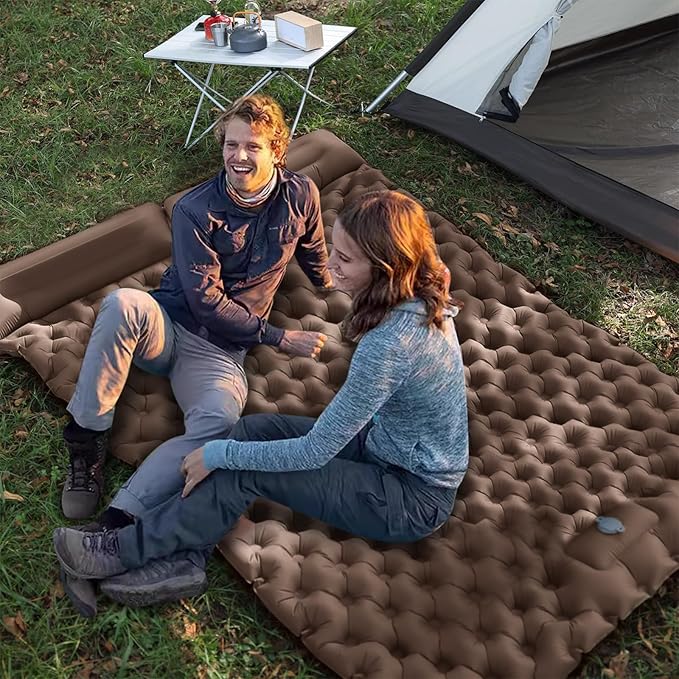 Ergocar Camping Sleeping Pad, Thick Inflatable Sleeping Pad with Pillow, Built-in Pump, Lightweight Camping Inflatable Mattress with Waterproof Nylon Fabric, Suitable for Camping, Backpacking, Hiking