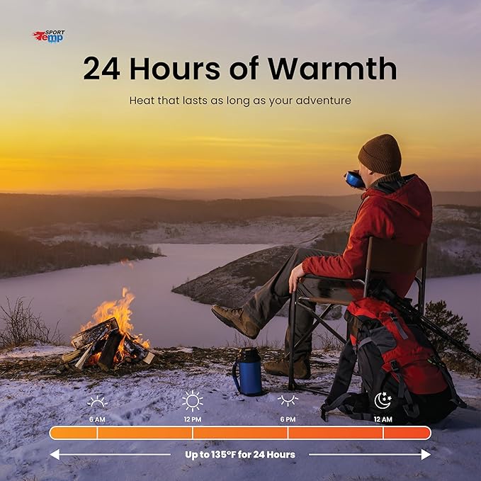 Jumbo Hand & Body Warmers (25 Count) - Up to 24 Hours of Heat, Super Long Lasting - Easy, All Natural - Air Activated, for Body & Hands - Odorless Hot Hand Warmer - Sport Temp