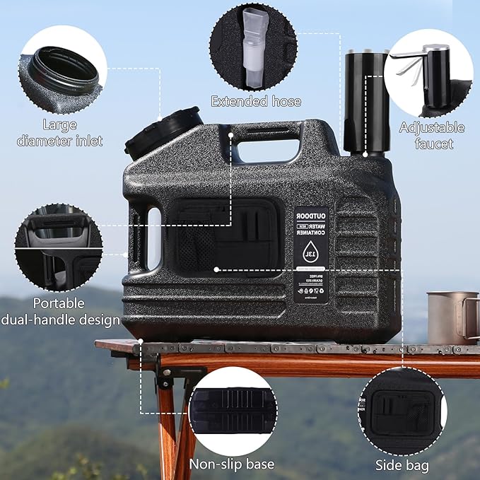 ASIEIT Portable 3.5 Gallon Water Jug with Automatic Touch Control Water Pump, Camping Water Container with Spigot, Type-C Rechargeable, Water Storage for Hiking, Camping, Emergency water storage