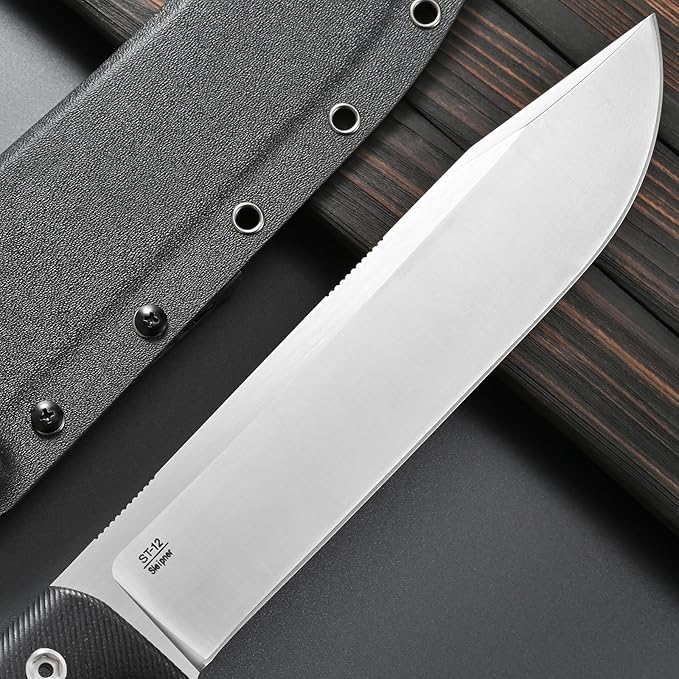 Sitivien ST12 Plus Fixed Blade Knife Sleipner Brushed Steel Blade G10 Handle Full Tang EDC Straight Knife for Camping Hunting Fishing(Silver)