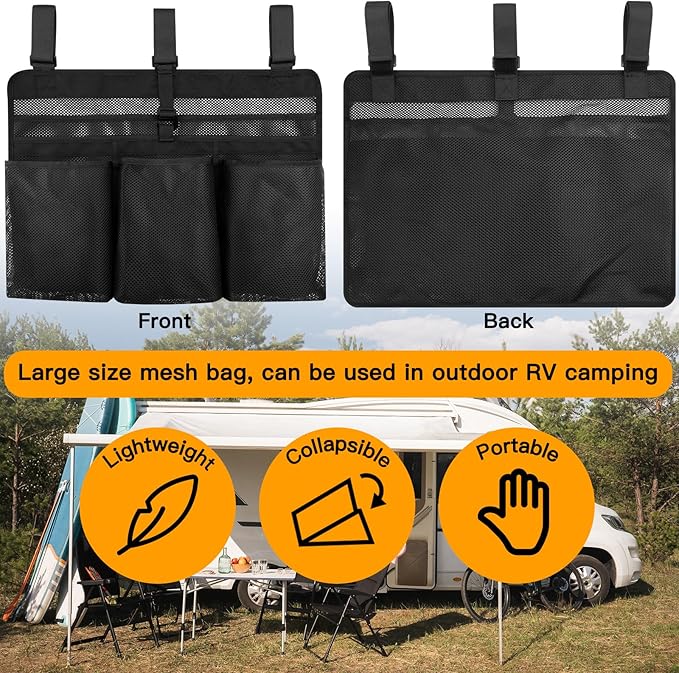 Xxerciz Camping Dish Drying Bag Collapsible Dish Drying Rack, Portable Mesh Dinnerware Drainer Organizer for RV Campers Travel Trailers Space Saving Camping Kitchen Storage Rack