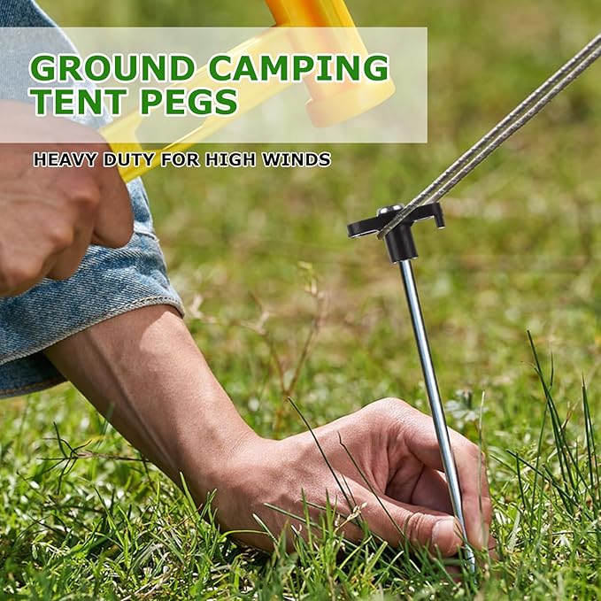 50Pcs Tent Stakes Heavy Duty, 10 Inch Tent Stake Metal, Black Galvanized Non-Rust Ground Stakes for Camping, Outdoor, Travel, Grassland, Yard