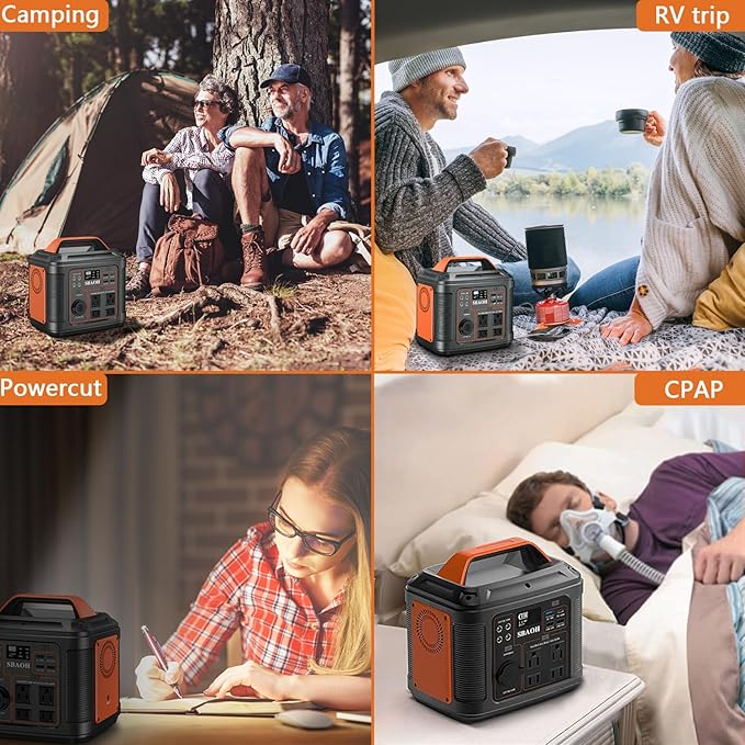 Portable Power Station, 300W 296Wh Generator Quick Charge / 110V AC Outlets/DC Ports and LED Flashlight, Home Outdoor Travel Camping Blackout