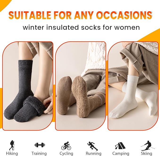 Velice Winter Warm Thermal Socks for Women Extra Thick Insulated Heated Crew Boot Socks for Cold Weather 5 Pairs