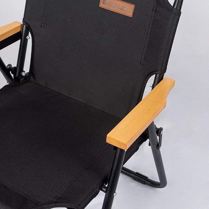 Camping Chair, Black Folding Bench Chair Seating Camp Chairs for Indoor Outdoor Hiking Fishing Patio Beach Supports up to 264 Lbs (2 Packs Single Black)