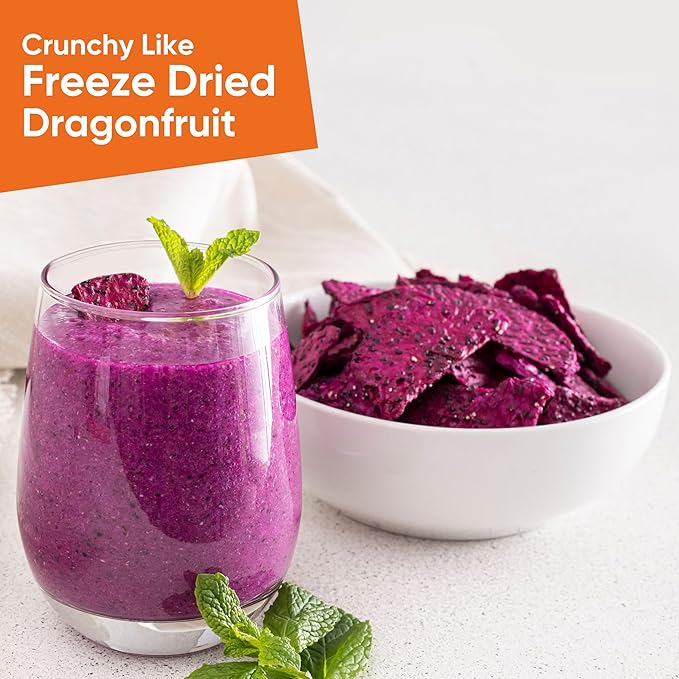 Yammy Dried Dragon Fruit Chips for Drinks Refreshers - Like Freeze Dry Dragonfruit Pieces - 1 Ingredient Healthy Snack for Adults & Kids - 2g Protein, 4g Fiber, Gluten Free Vegan, 5.6oz Value Size