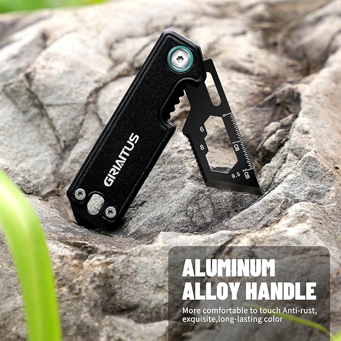 EDC Multi Tool Small Pocket Knife with Bottle Opener Box Cutter Wrench and Pry Tool, 6 IN 1 Folding Multitool Keychain Knife Gadget Lightweight Safety Locking, Gift for Men, Camping, Hiking, Office