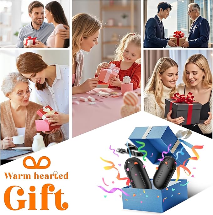 AI Hand Warmers Rechargeable 2 Pack, AI Smart Chips Electric Hand Warmers, 20Hrs Long Safe Heat, Portable Pocket Heater, Gifts for Christmas, Outdoor, Golf, Hunting, Camping Accessories -Black