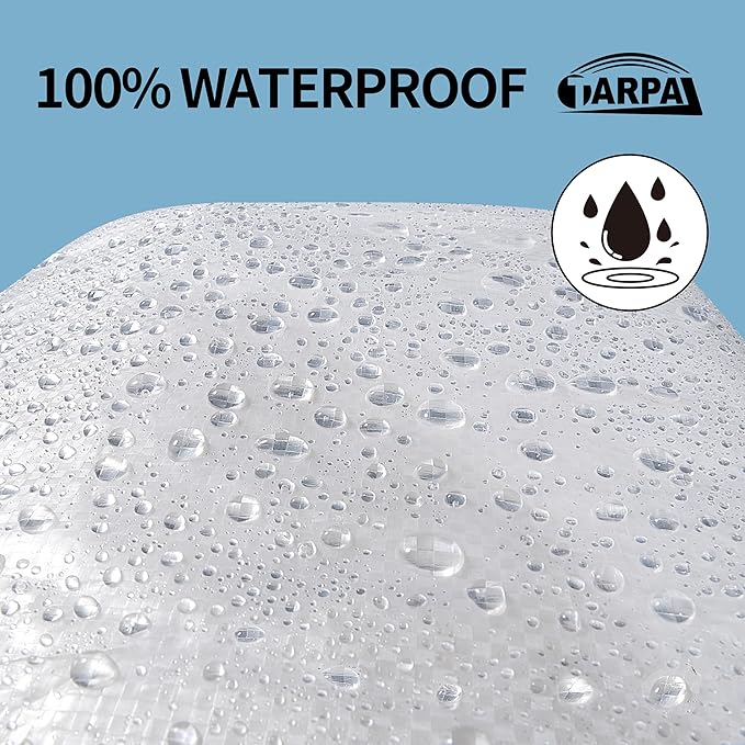 TARPAL 16'x16' Semi Clear White Tarp Waterproof Green House Cover with Grommets 7.5mil Clear Poly tarps for Gardening,Farm, Garden,Chicken Coops,Outdoor