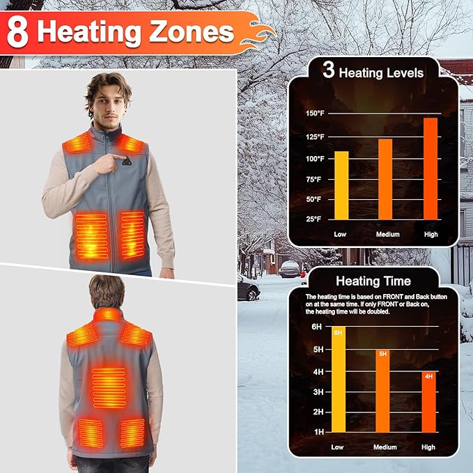 Heated Vest for Men with Battery Pack Included, Water & Wind Resistance Softshell Electric Vest for Hunting Hiking