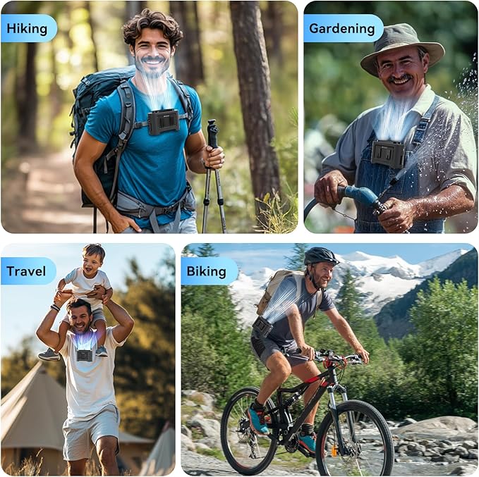 AMACOOL 14500mAh Portable Waist Fan, Strong Wind Power for Full Body Cooling Shirt Fan, 5 Speed Wearable Belt Clip on Fans, Battery Operated Personal Neck Fans for Outdoor Work Camping Travel